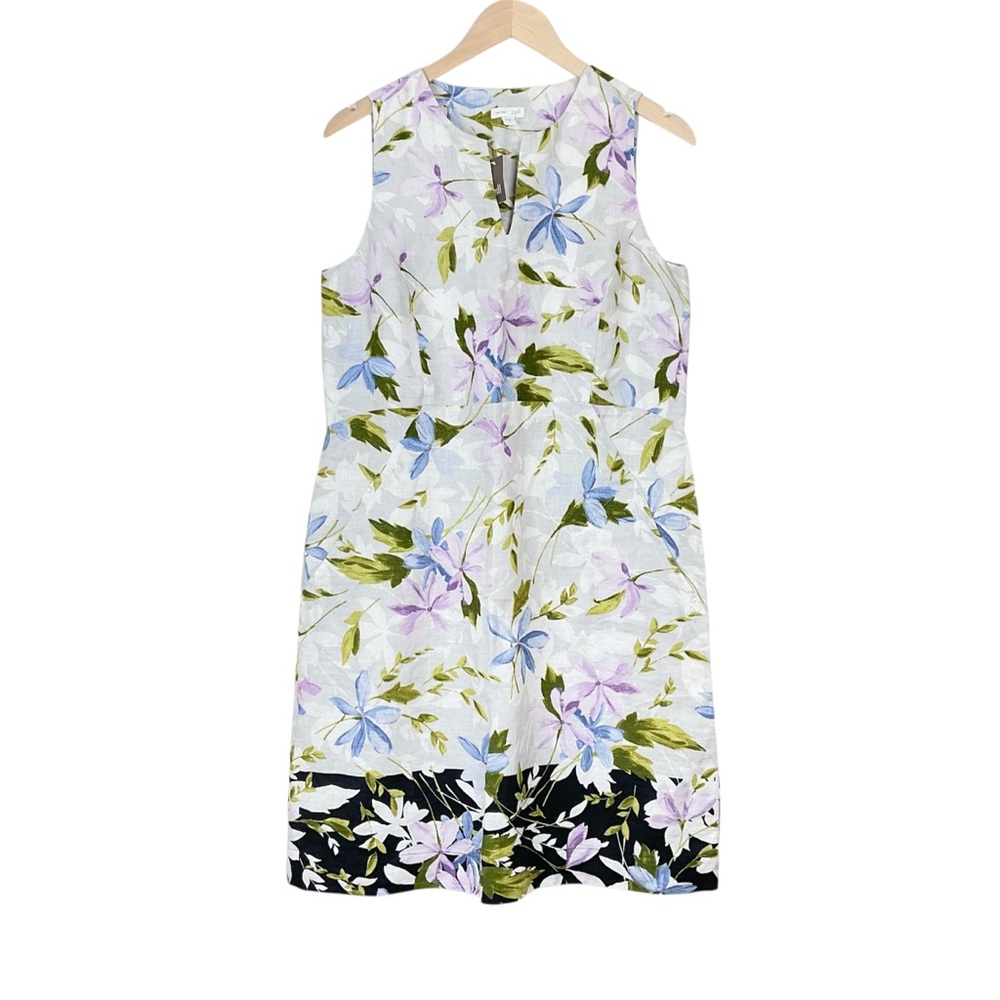 J. Jill Love Linen Sleeveless Floral Dress Pockets Small